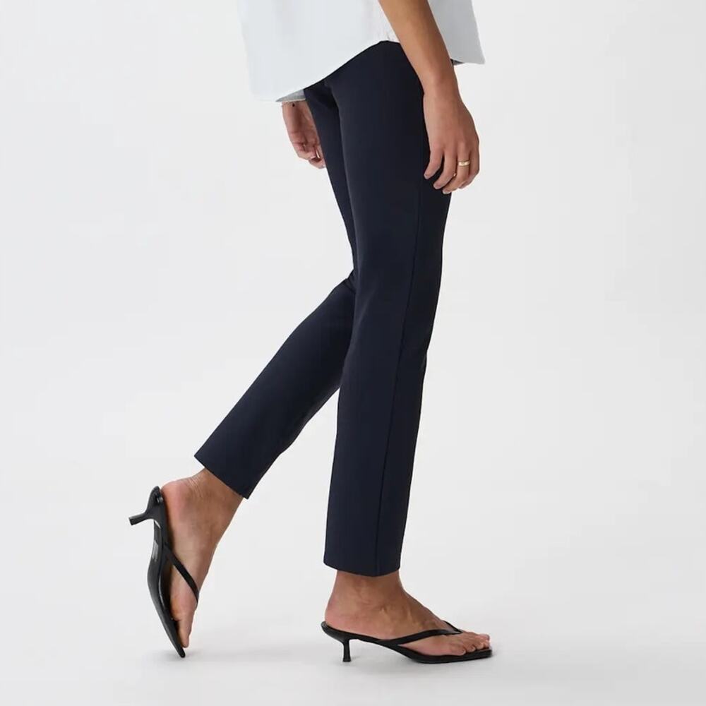 Quince Women’s Large Pants Ponte Straight Leg Ultra Stretch Pull On Navy Blue - Picture 13 of 15